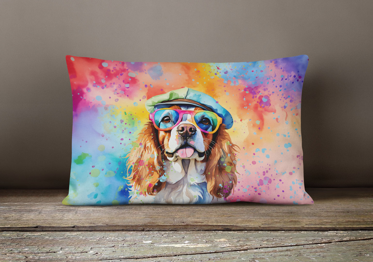 Cavalier Spaniel Hippie Dawg Throw Pillow