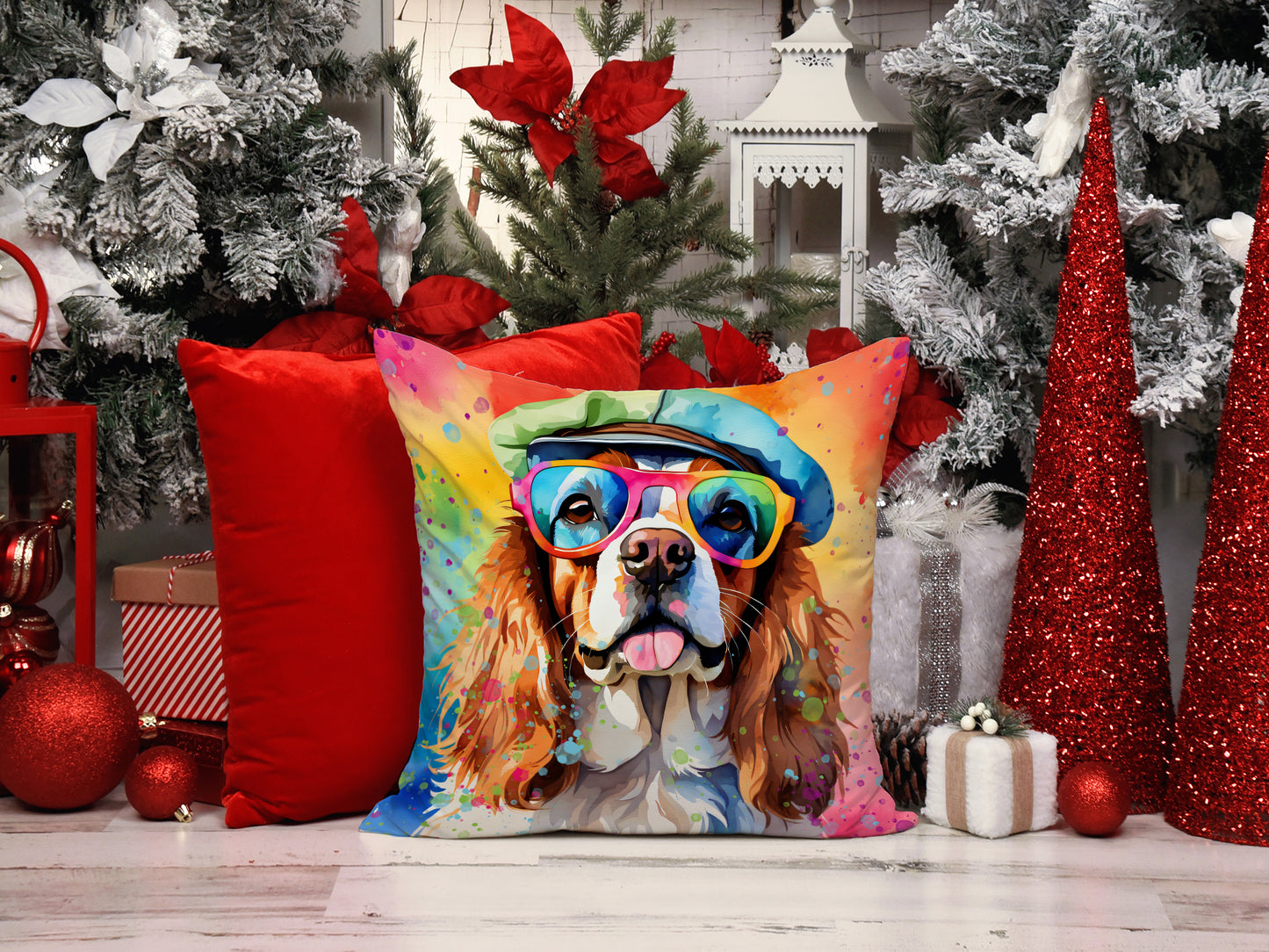 Cavalier Spaniel Hippie Dawg Throw Pillow