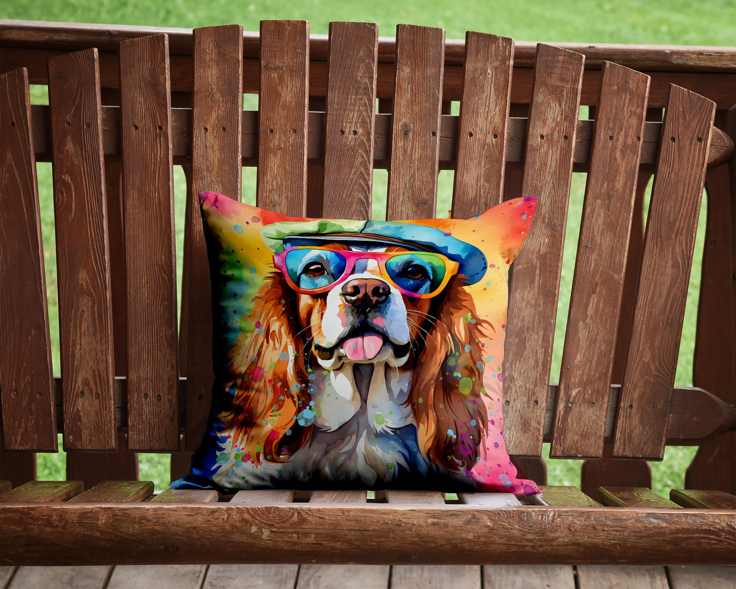 Cavalier Spaniel Hippie Dawg Throw Pillow