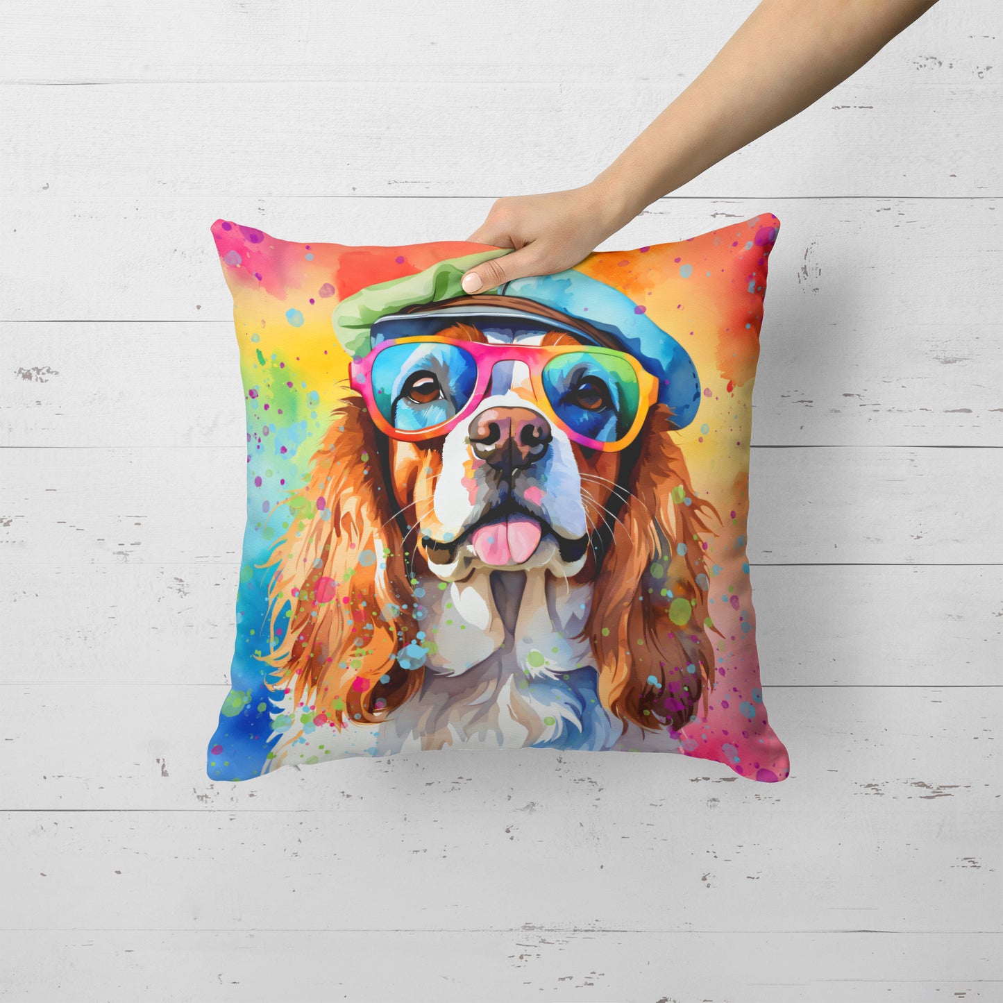 Cavalier Spaniel Hippie Dawg Throw Pillow