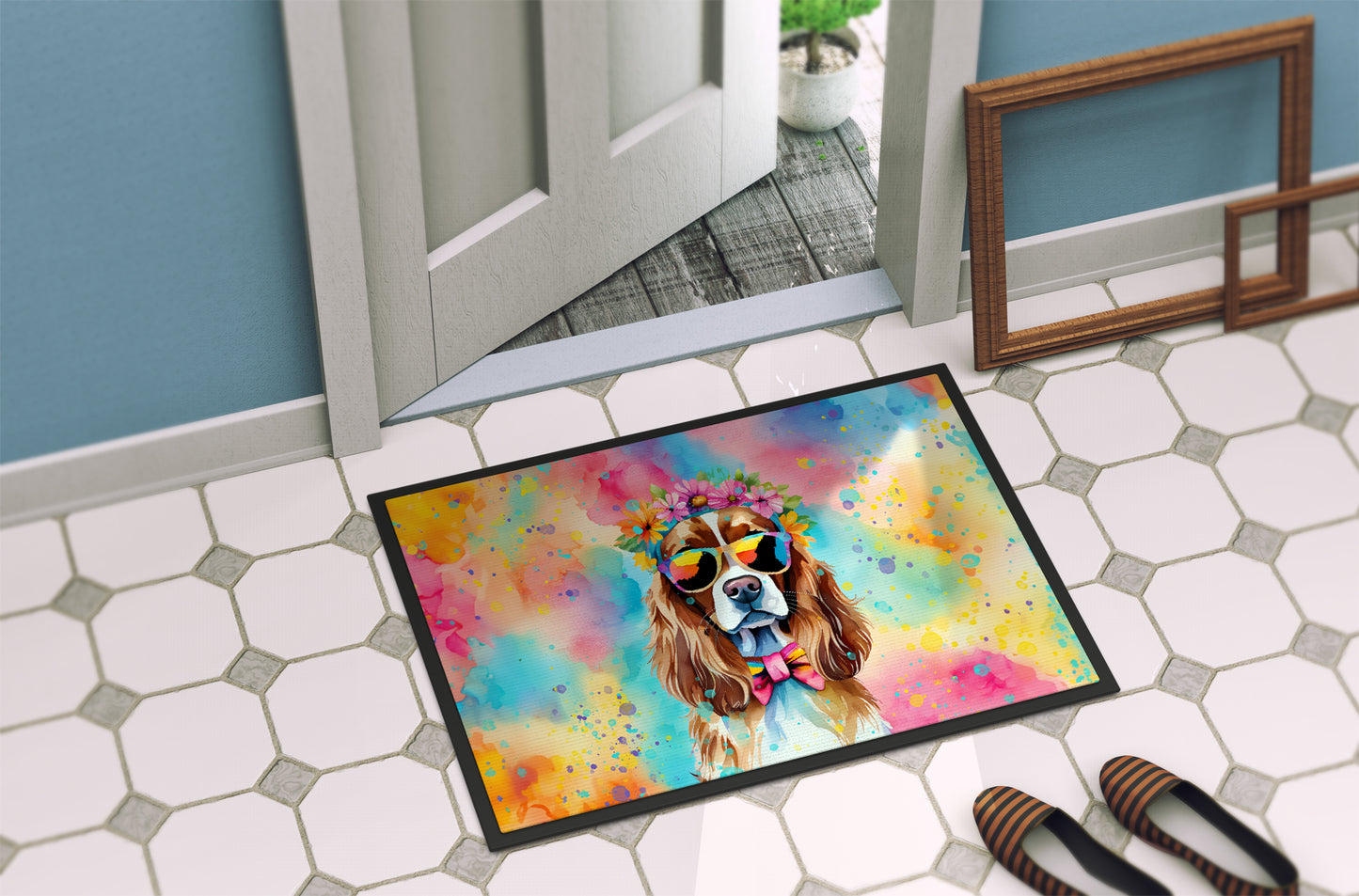 Cavalier Spaniel Hippie Dawg Doormat