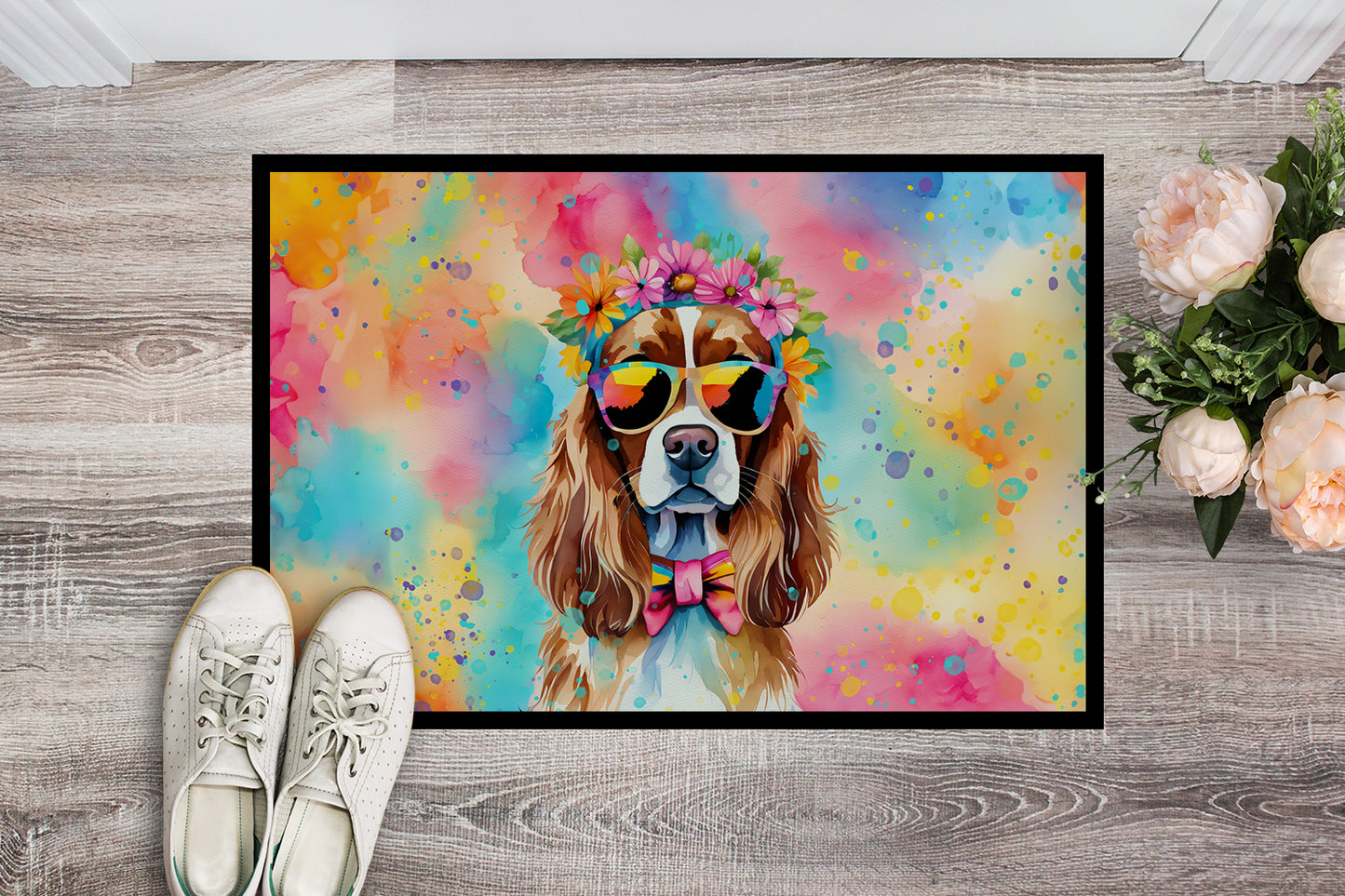 Cavalier Spaniel Hippie Dawg Doormat