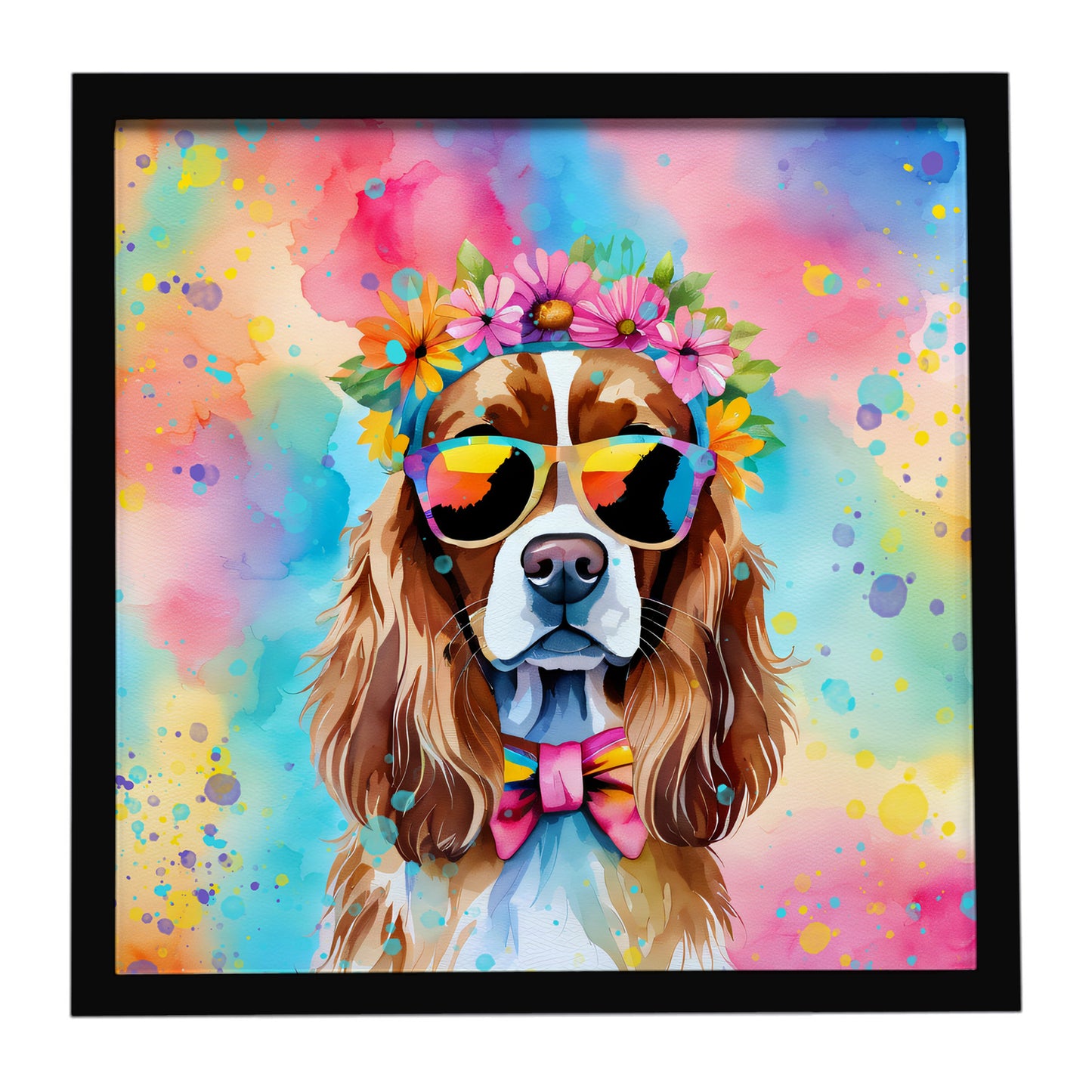 Buy this Cavalier Spaniel Hippie Dawg Framed Metal Print