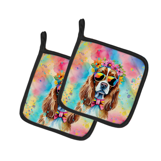 Buy this Cavalier Spaniel Hippie Dawg Pair of Pot Holders