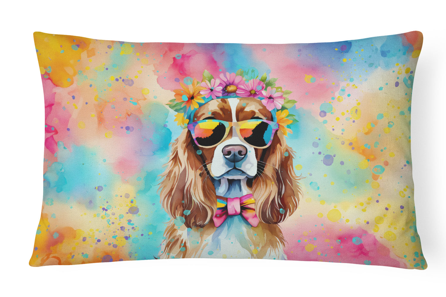 Buy this Cavalier Spaniel Hippie Dawg Throw Pillow