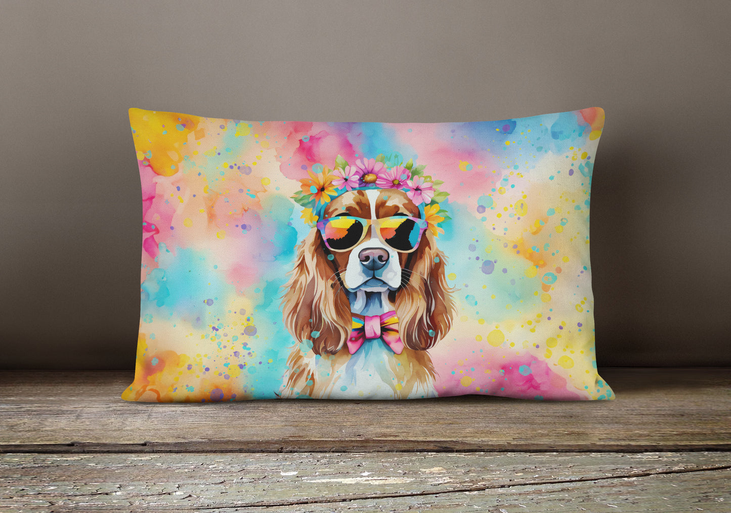 Cavalier Spaniel Hippie Dawg Throw Pillow