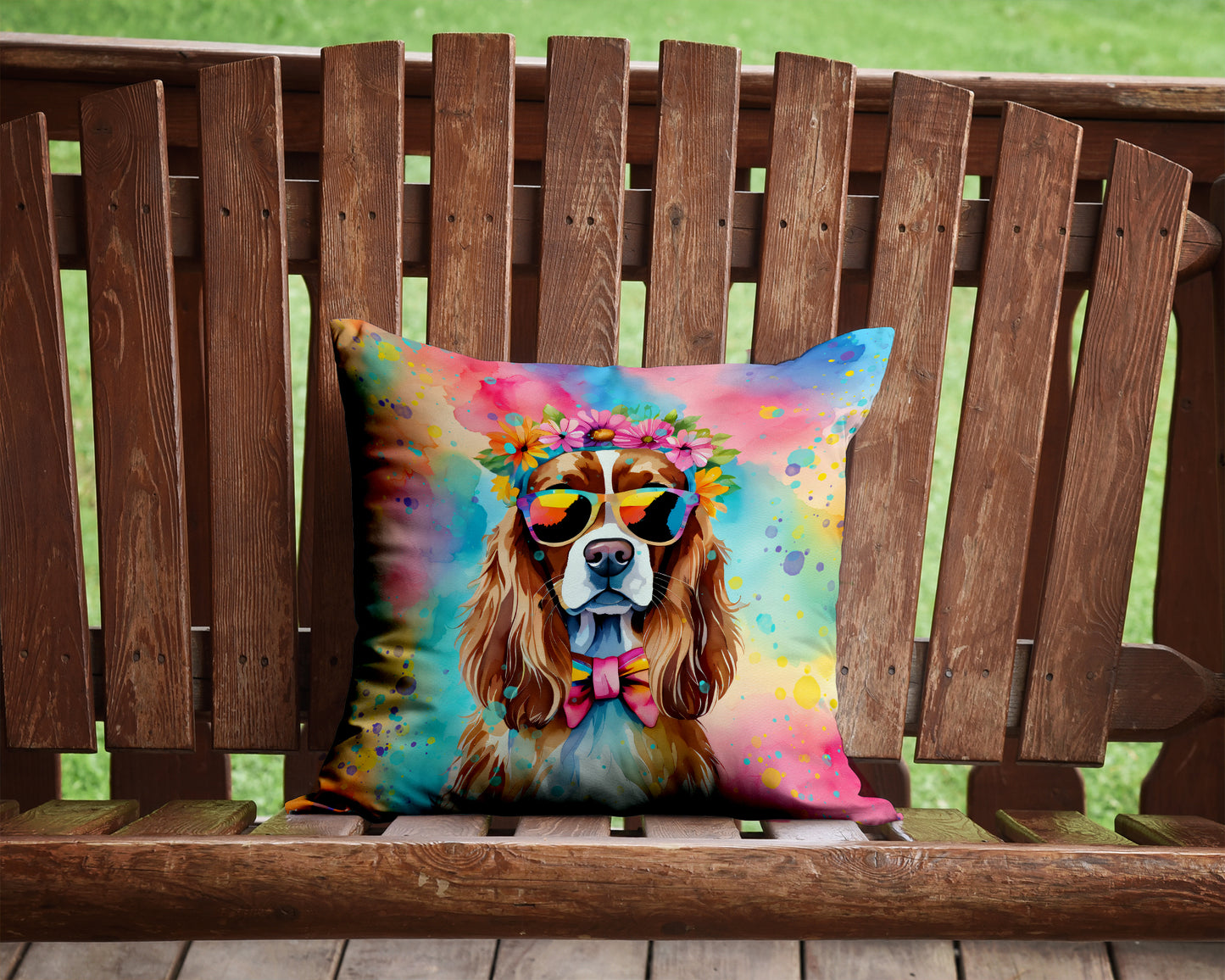 Cavalier Spaniel Hippie Dawg Throw Pillow