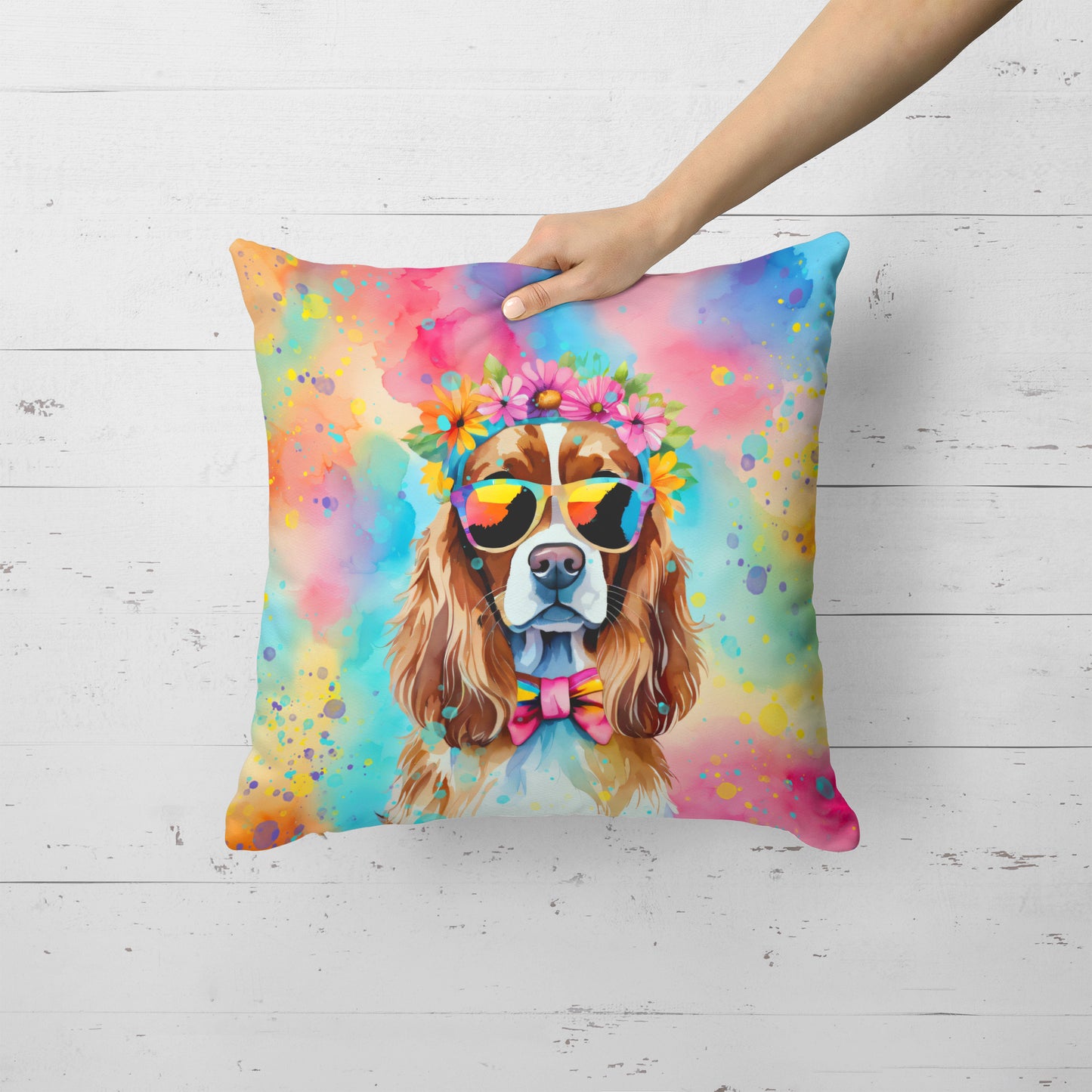 Cavalier Spaniel Hippie Dawg Throw Pillow