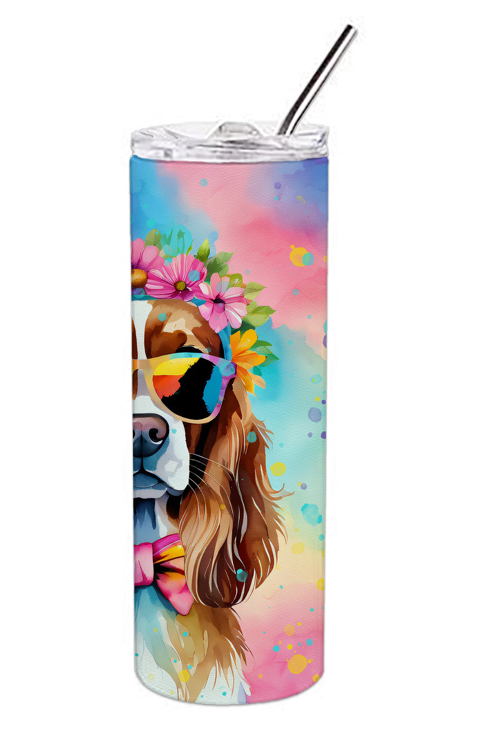 Cavalier Spaniel Hippie Dawg Stainless Steel Skinny Tumbler