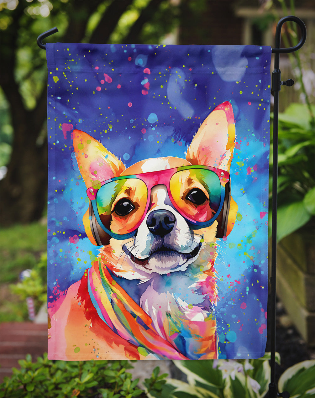 Chihuahua Hippie Dawg Garden Flag