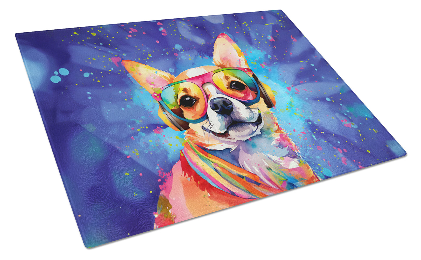 Buy this Chihuahua Hippie Dawg Glass Cutting Board