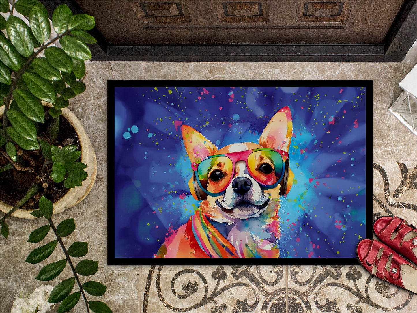 Chihuahua Hippie Dawg Doormat