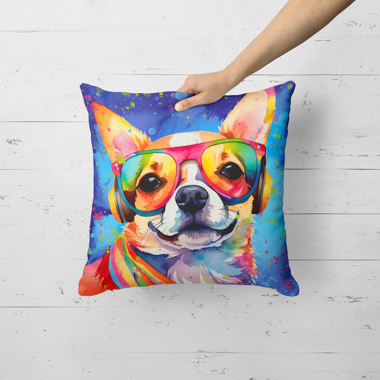 Chihuahua Hippie Dawg Throw Pillow