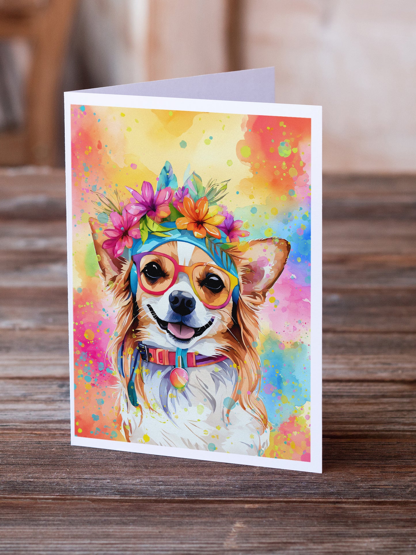 Chihuahua Hippie Dawg Greeting Cards Pack of 8