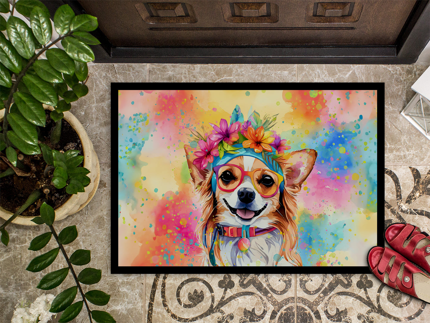 Chihuahua Hippie Dawg Doormat