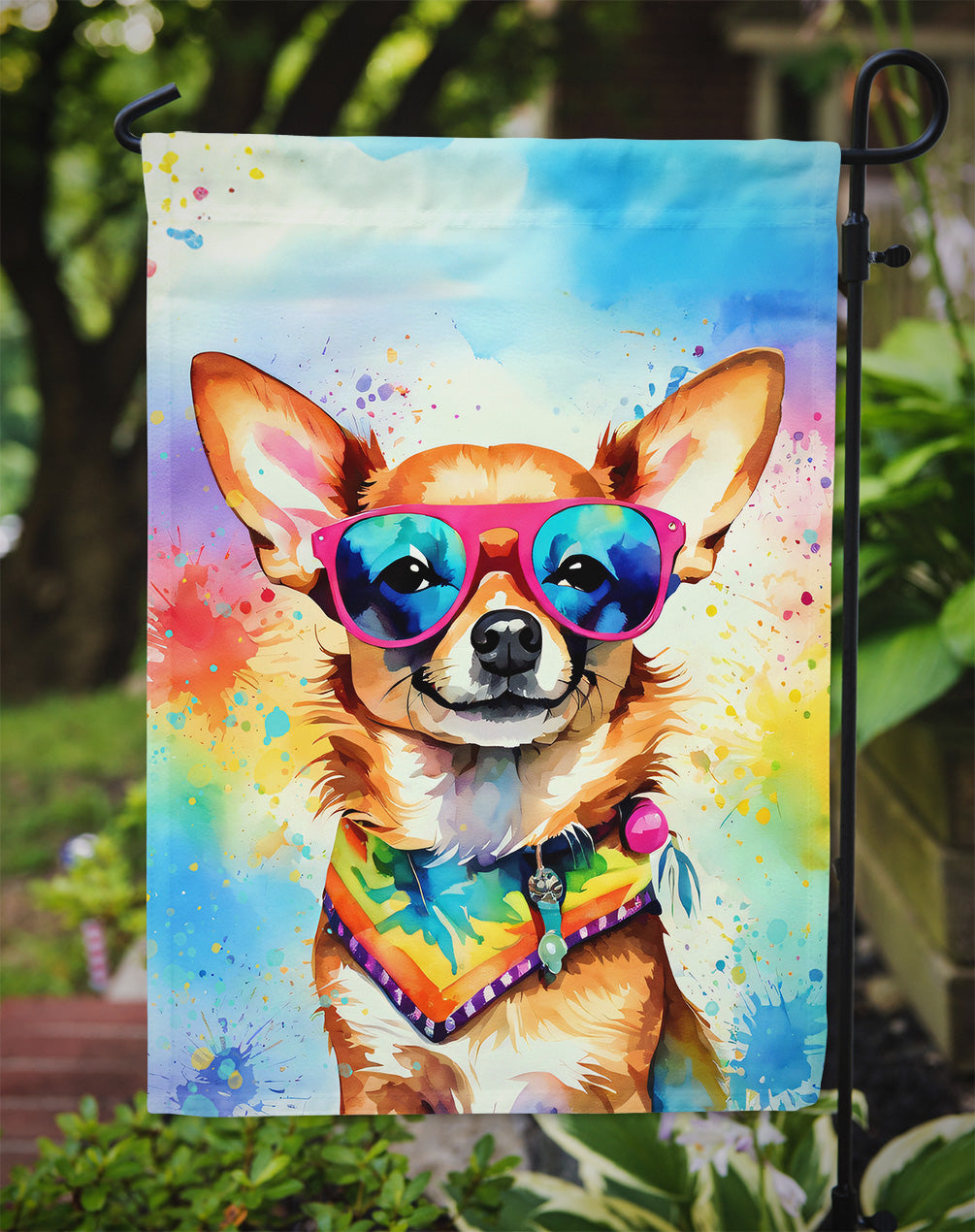 Chihuahua Hippie Dawg Garden Flag