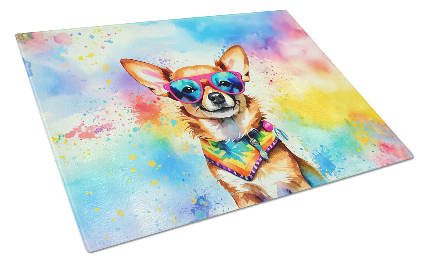 Buy this Chihuahua Hippie Dawg Glass Cutting Board