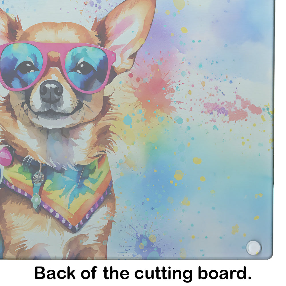 Chihuahua Hippie Dawg Glass Cutting Board