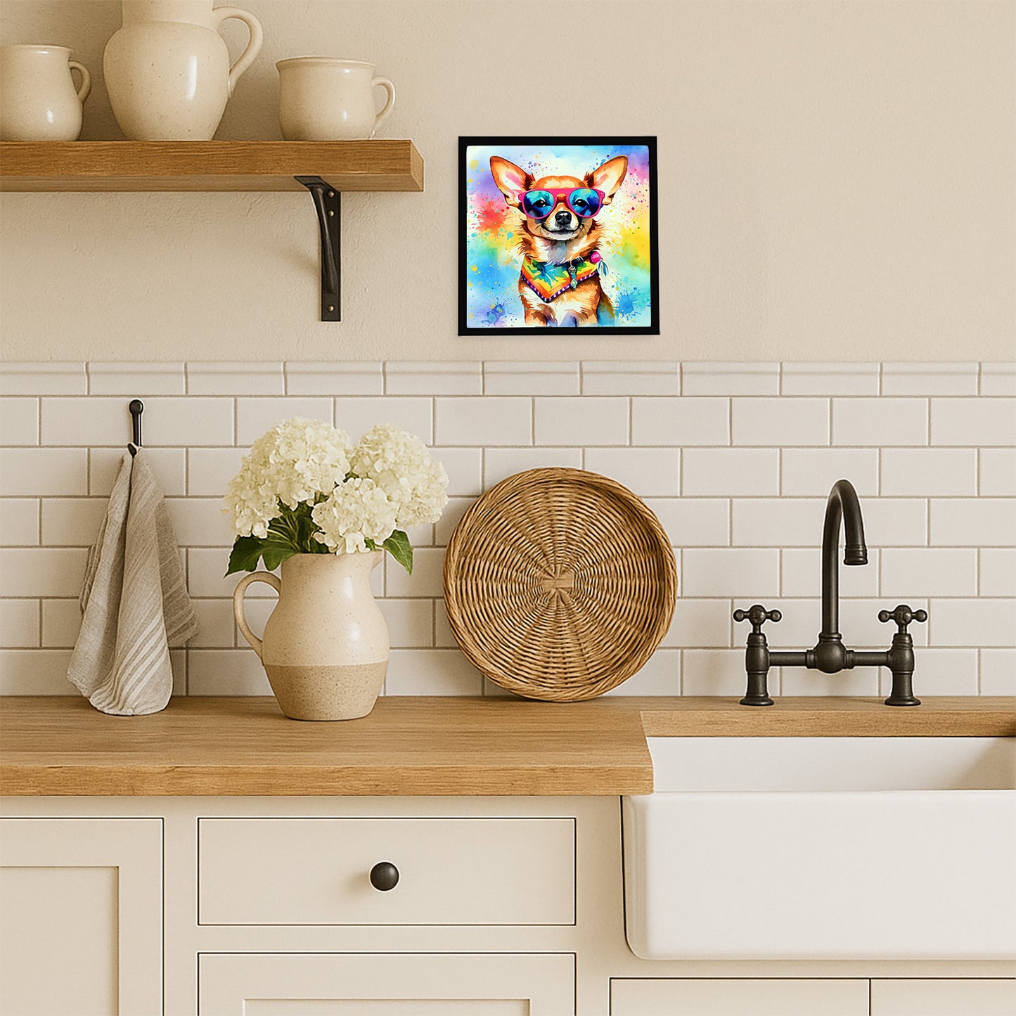 Chihuahua Hippie Dawg Framed Metal Print