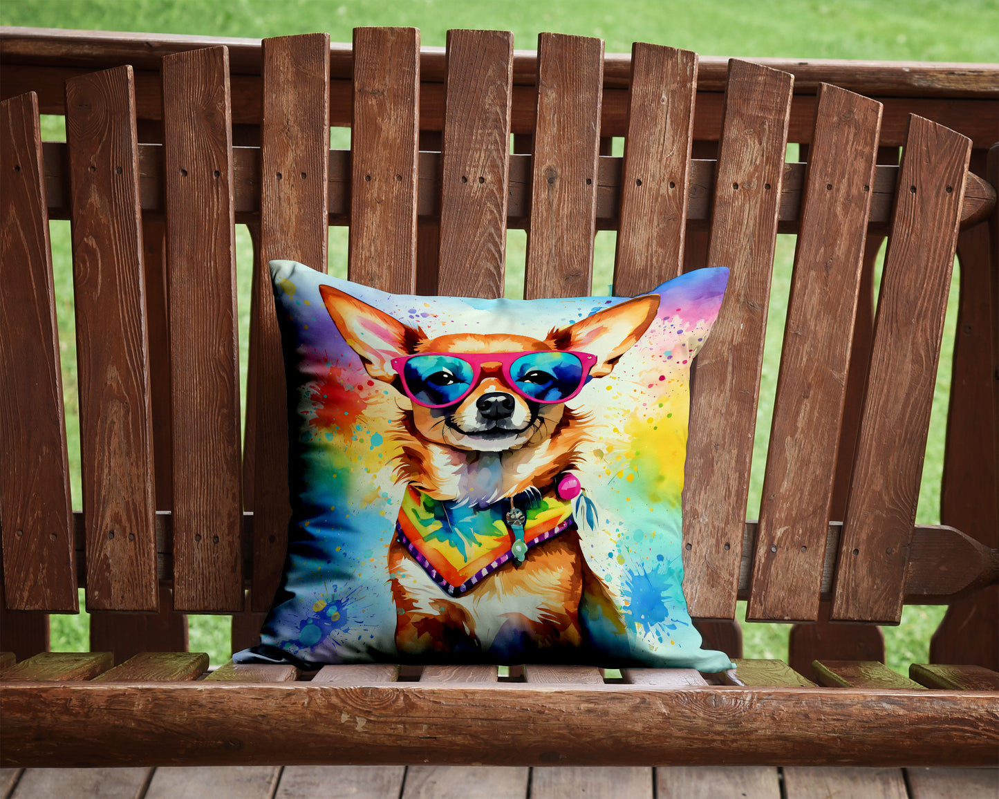 Chihuahua Hippie Dawg Throw Pillow