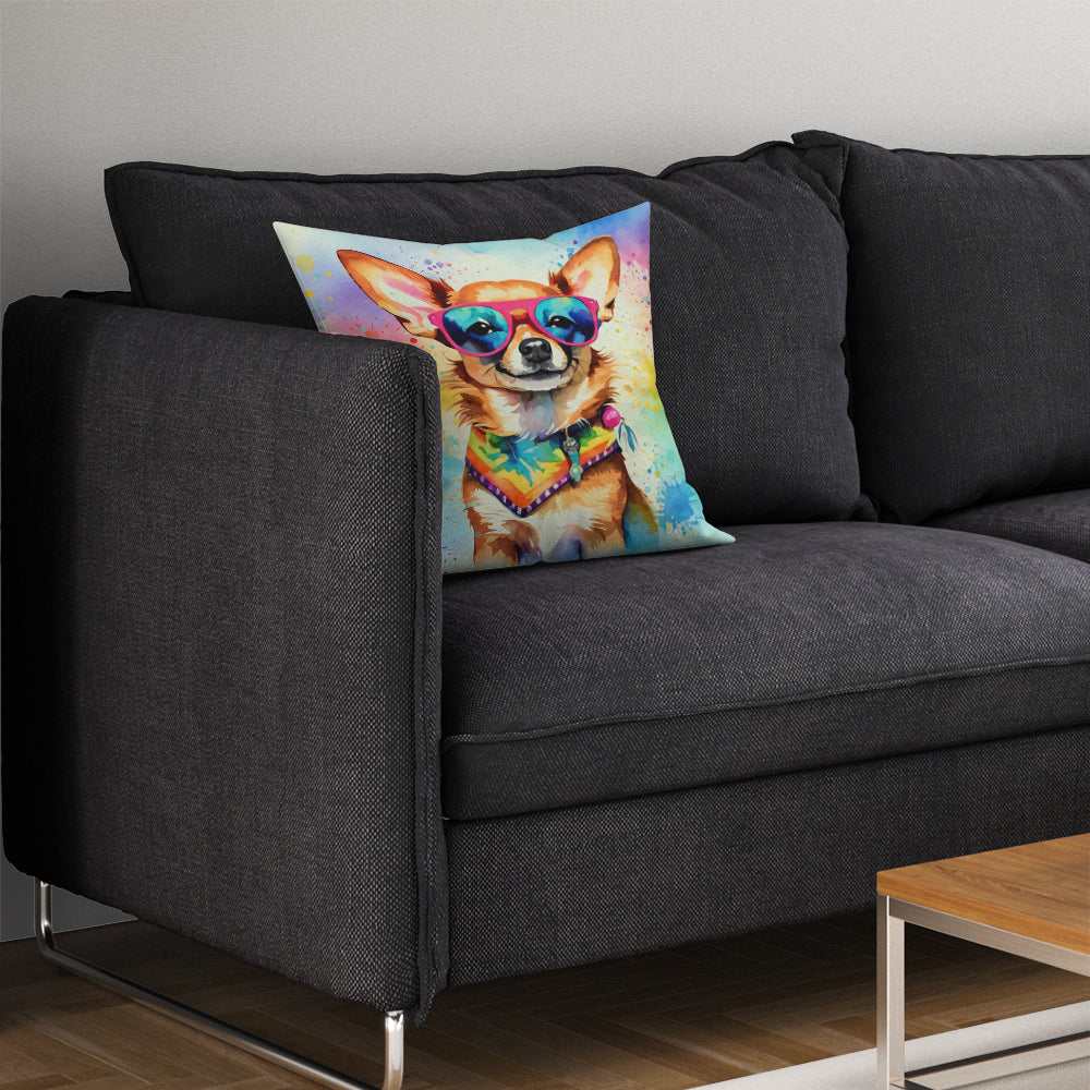 Chihuahua Hippie Dawg Throw Pillow