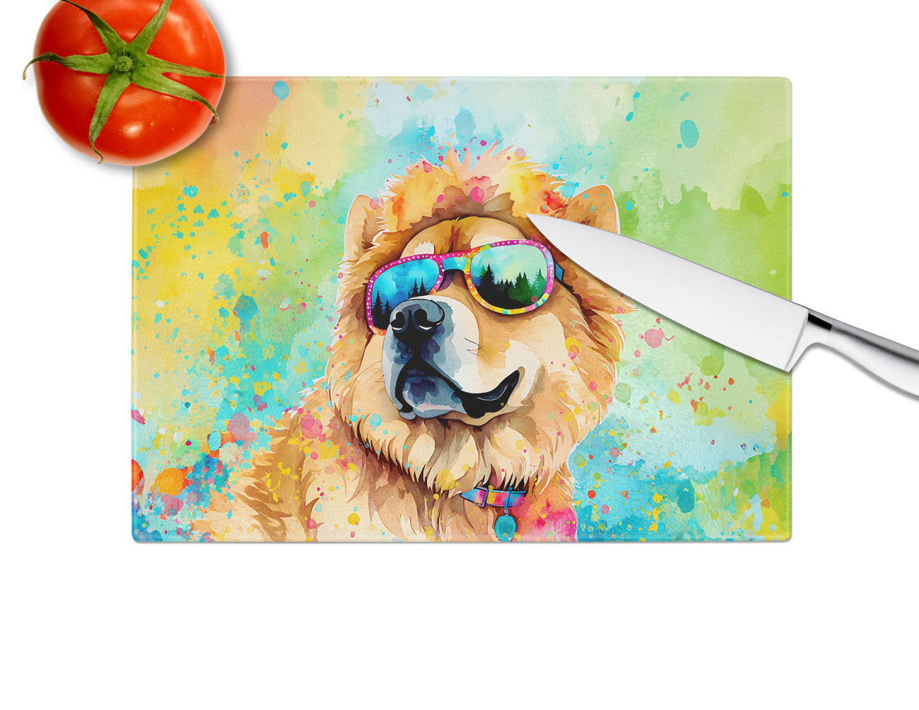 Chow Chow Hippie Dawg Glass Cutting Board