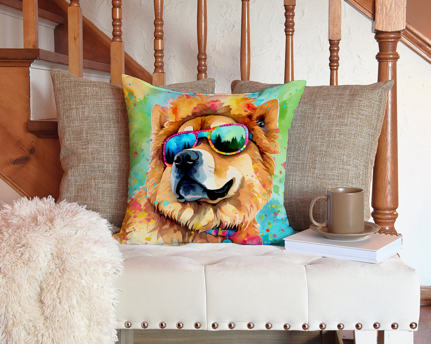 Chow Chow Hippie Dawg Throw Pillow