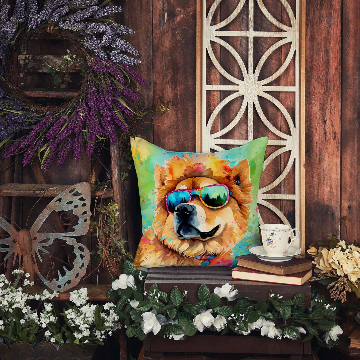 Chow Chow Hippie Dawg Throw Pillow