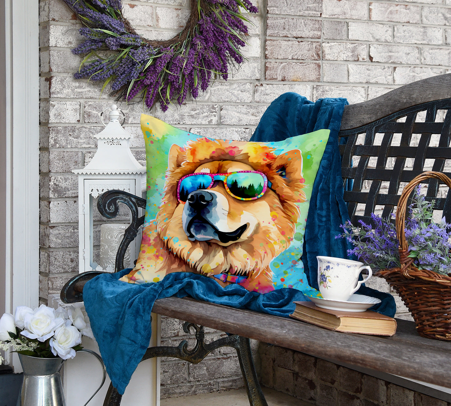 Chow Chow Hippie Dawg Throw Pillow