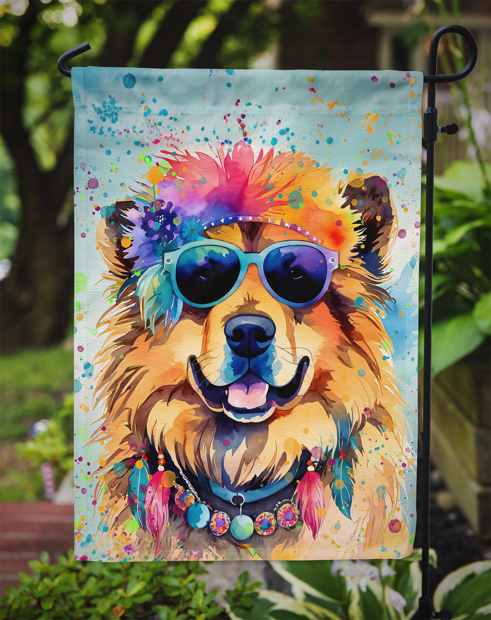 Chow Chow Hippie Dawg Garden Flag