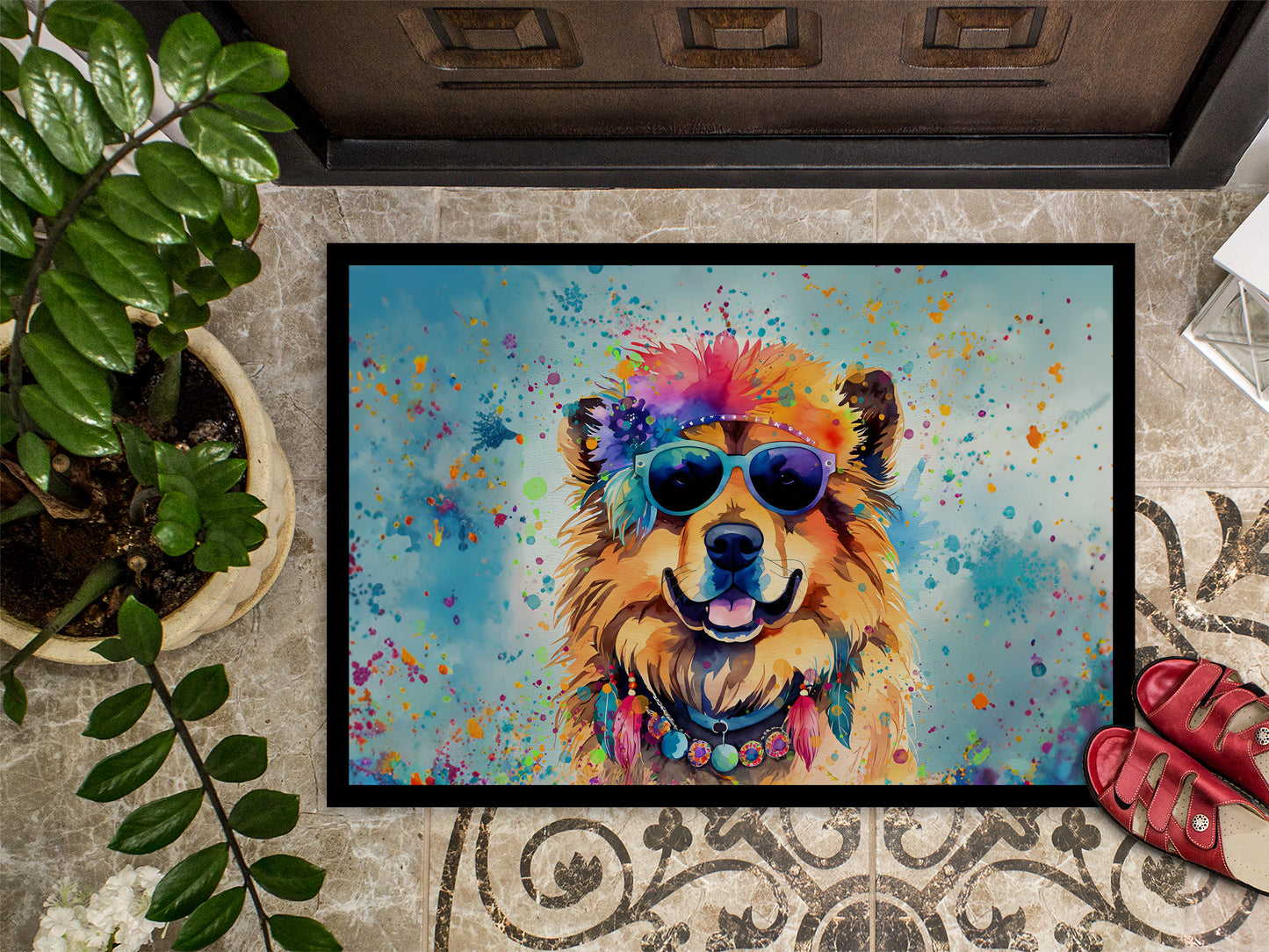 Chow Chow Hippie Dawg Doormat