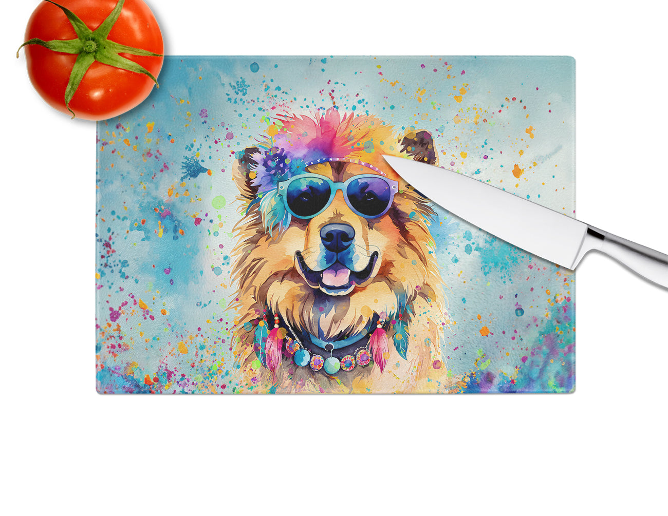 Chow Chow Hippie Dawg Glass Cutting Board