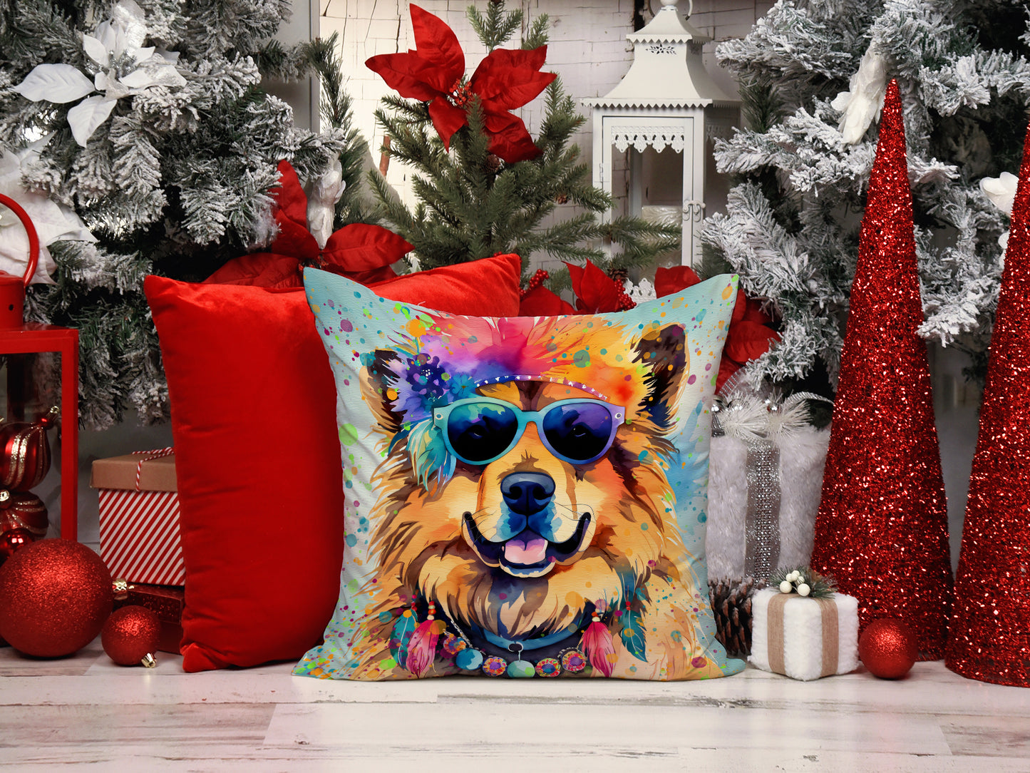 Chow Chow Hippie Dawg Throw Pillow