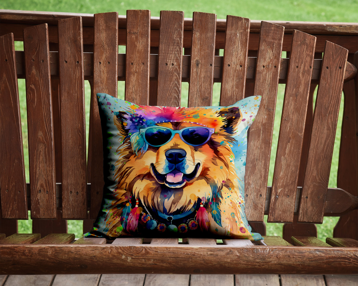 Chow Chow Hippie Dawg Throw Pillow