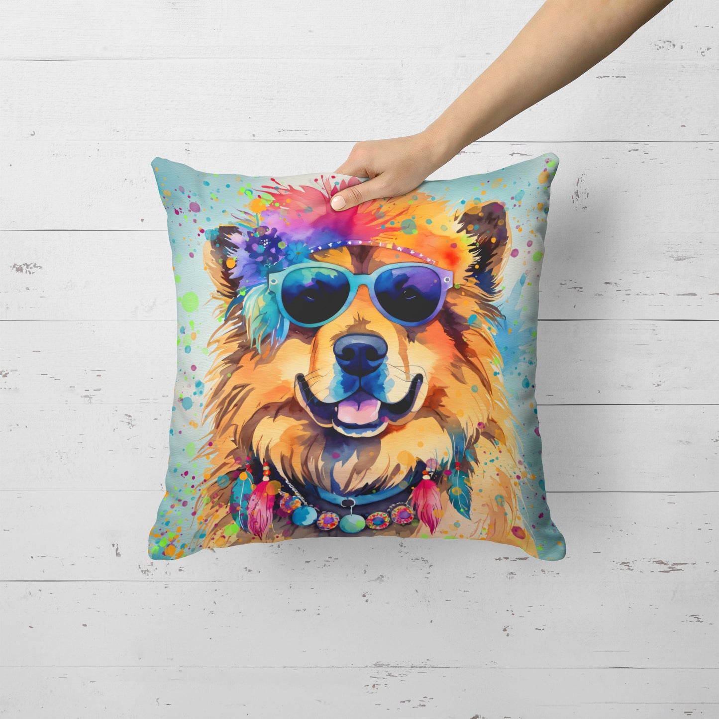 Chow Chow Hippie Dawg Throw Pillow