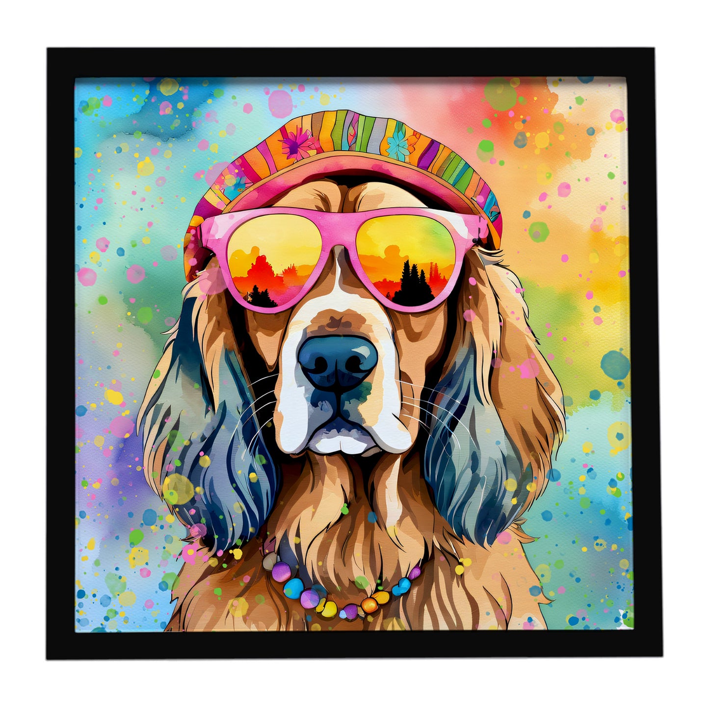Buy this Cocker Spaniel Hippie Dawg Framed Metal Print
