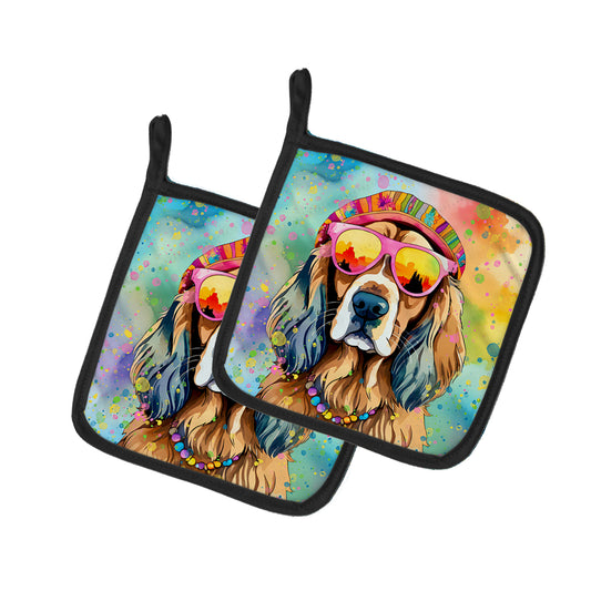 Buy this Cocker Spaniel Hippie Dawg Pair of Pot Holders