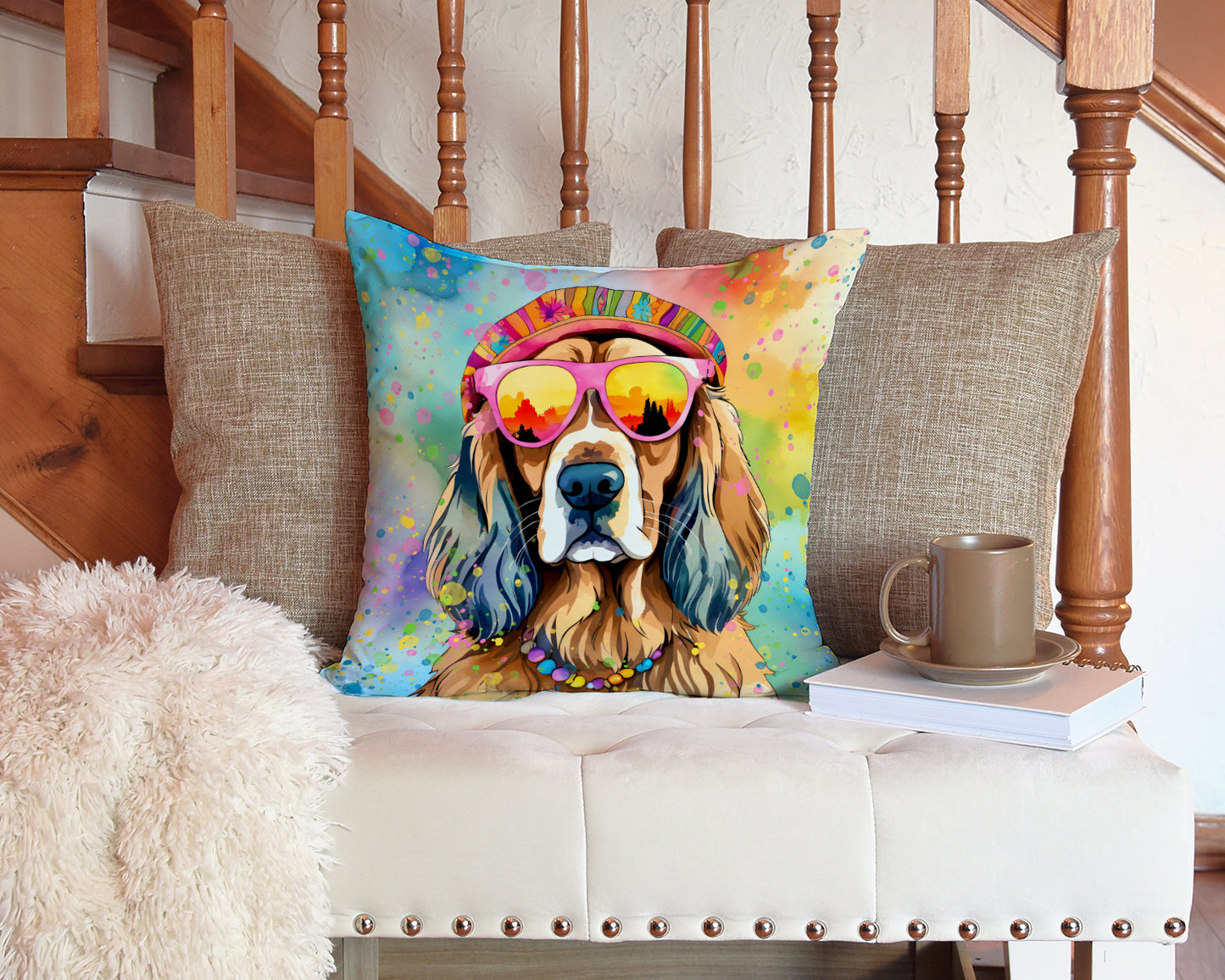 Cocker Spaniel Hippie Dawg Throw Pillow