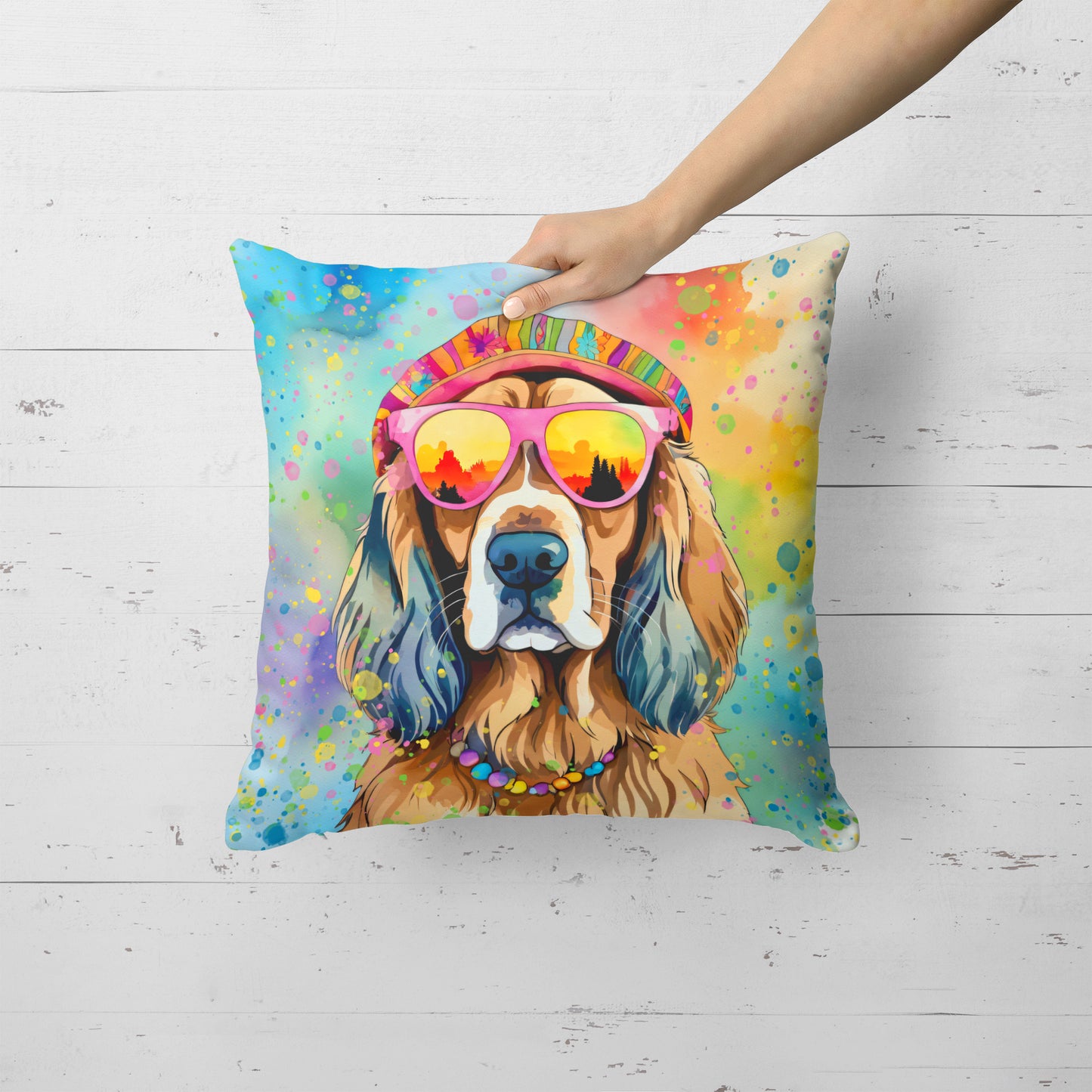 Cocker Spaniel Hippie Dawg Throw Pillow