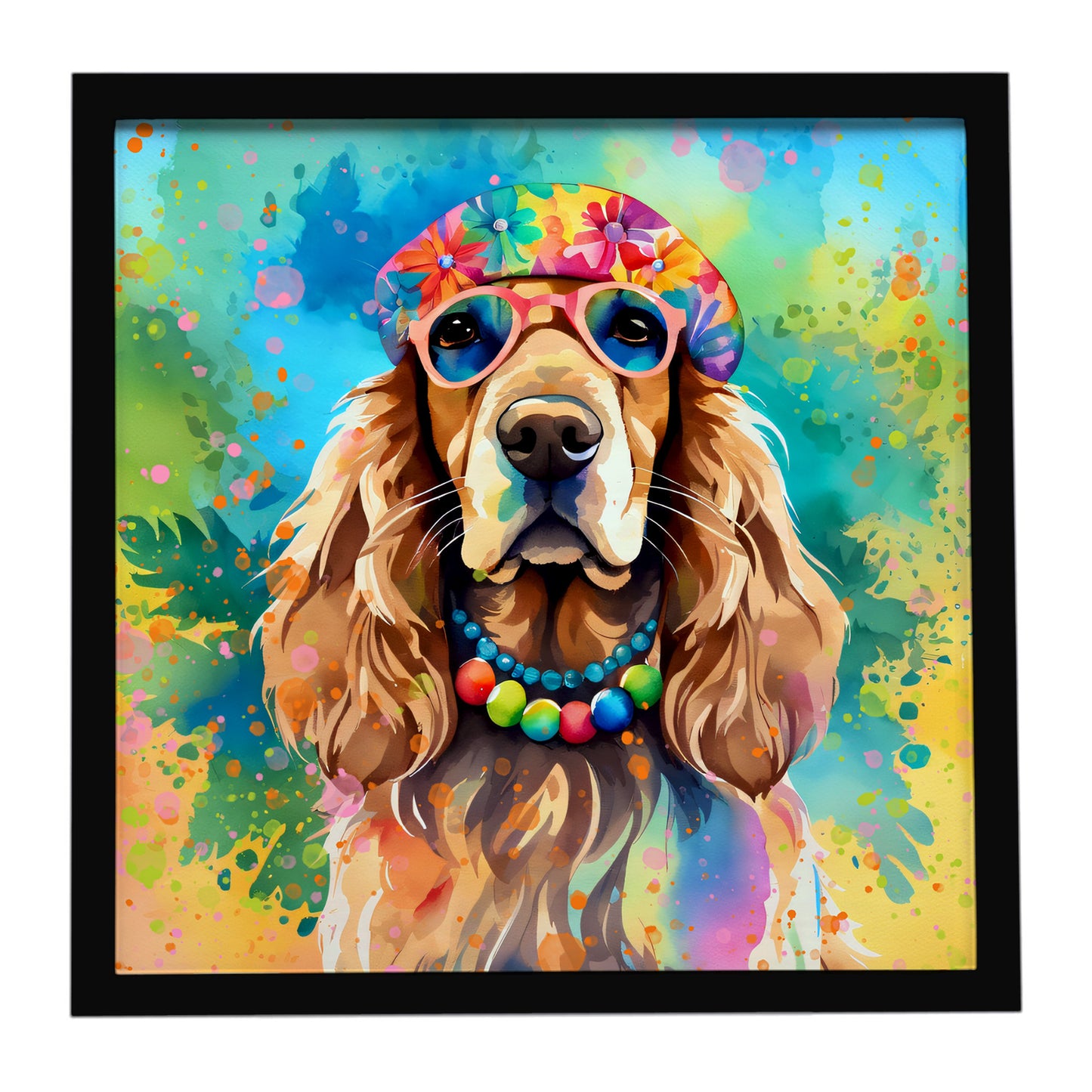 Buy this Cocker Spaniel Hippie Dawg Framed Metal Print