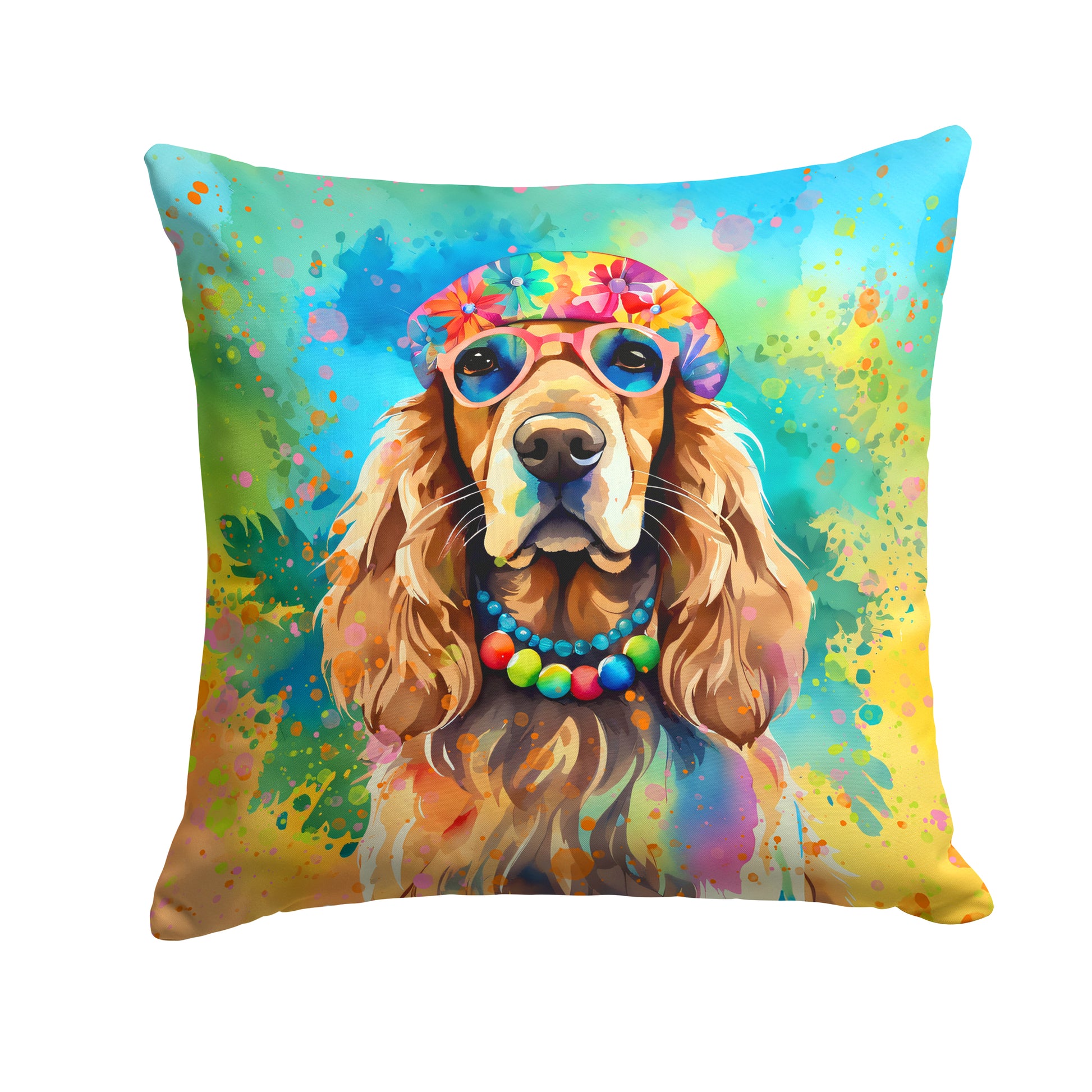 Buy this Cocker Spaniel Hippie Dawg Throw Pillow