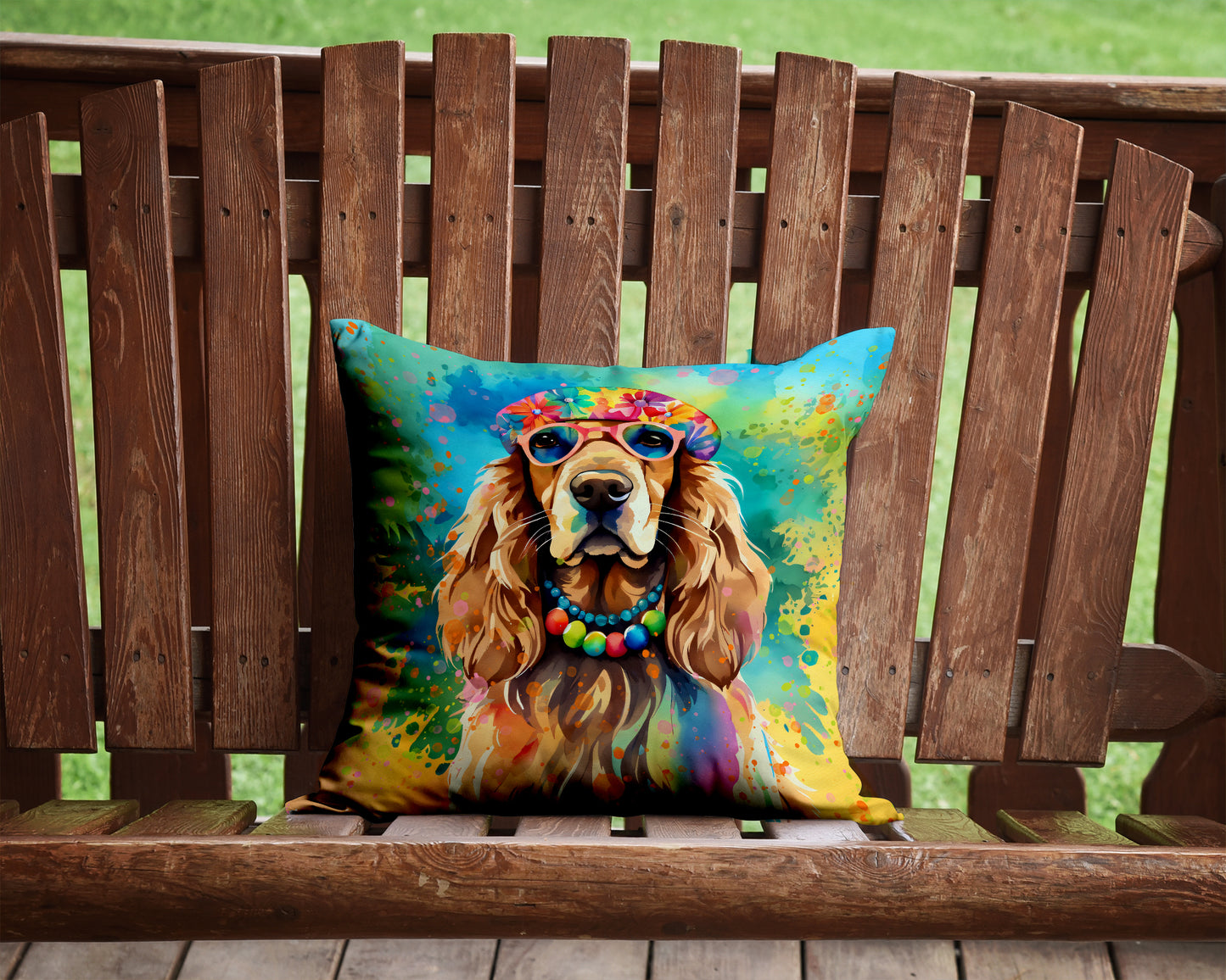 Cocker Spaniel Hippie Dawg Throw Pillow