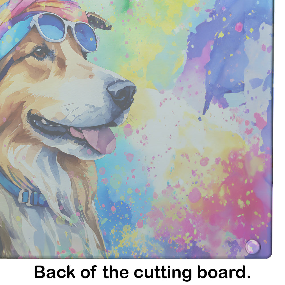 Collie Hippie Dawg Glass Cutting Board