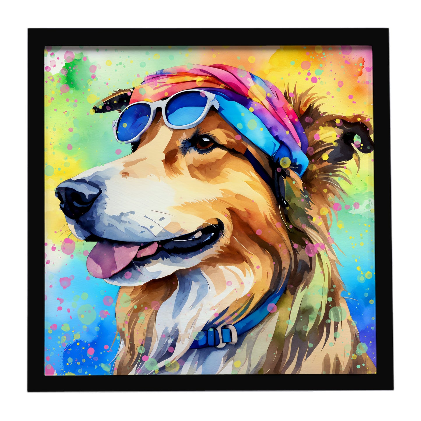Buy this Collie Hippie Dawg Framed Metal Print