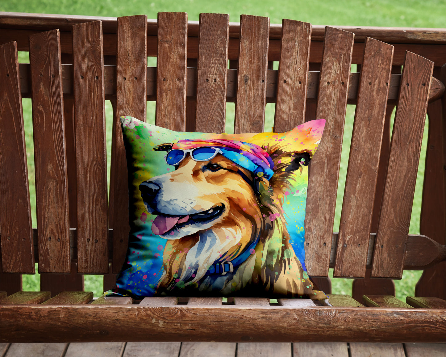 Collie Hippie Dawg Throw Pillow