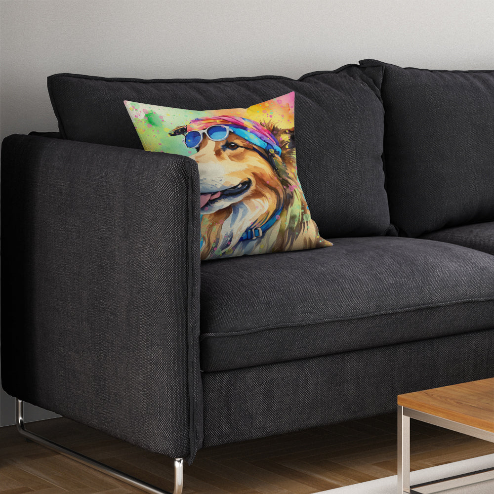 Collie Hippie Dawg Throw Pillow