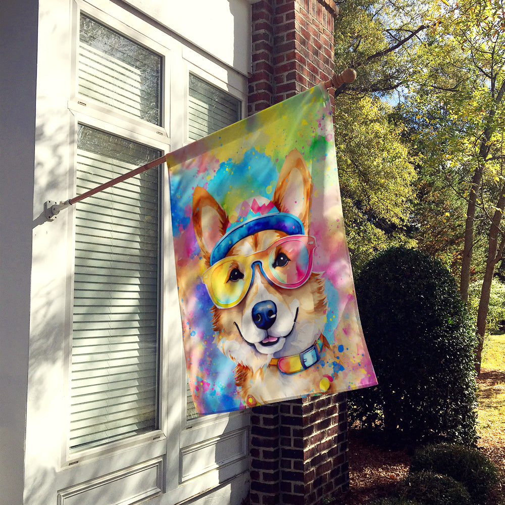 Corgi Hippie Dawg House Flag