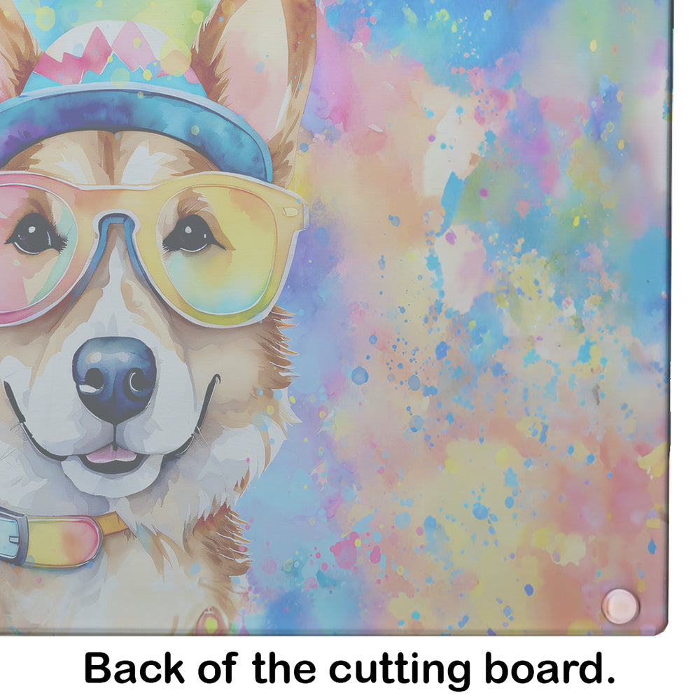 Corgi Hippie Dawg Glass Cutting Board