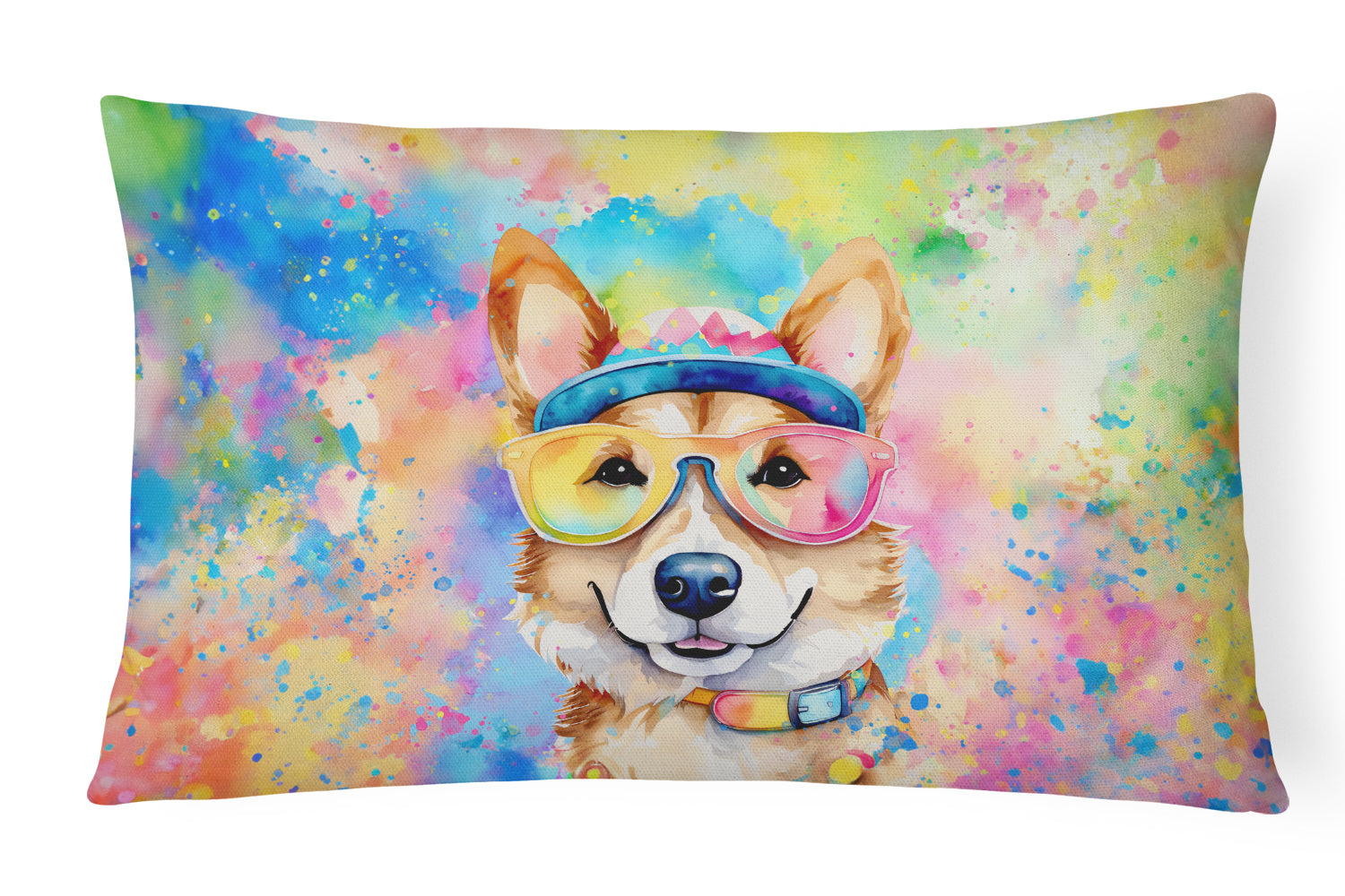 Buy this Corgi Hippie Dawg Throw Pillow