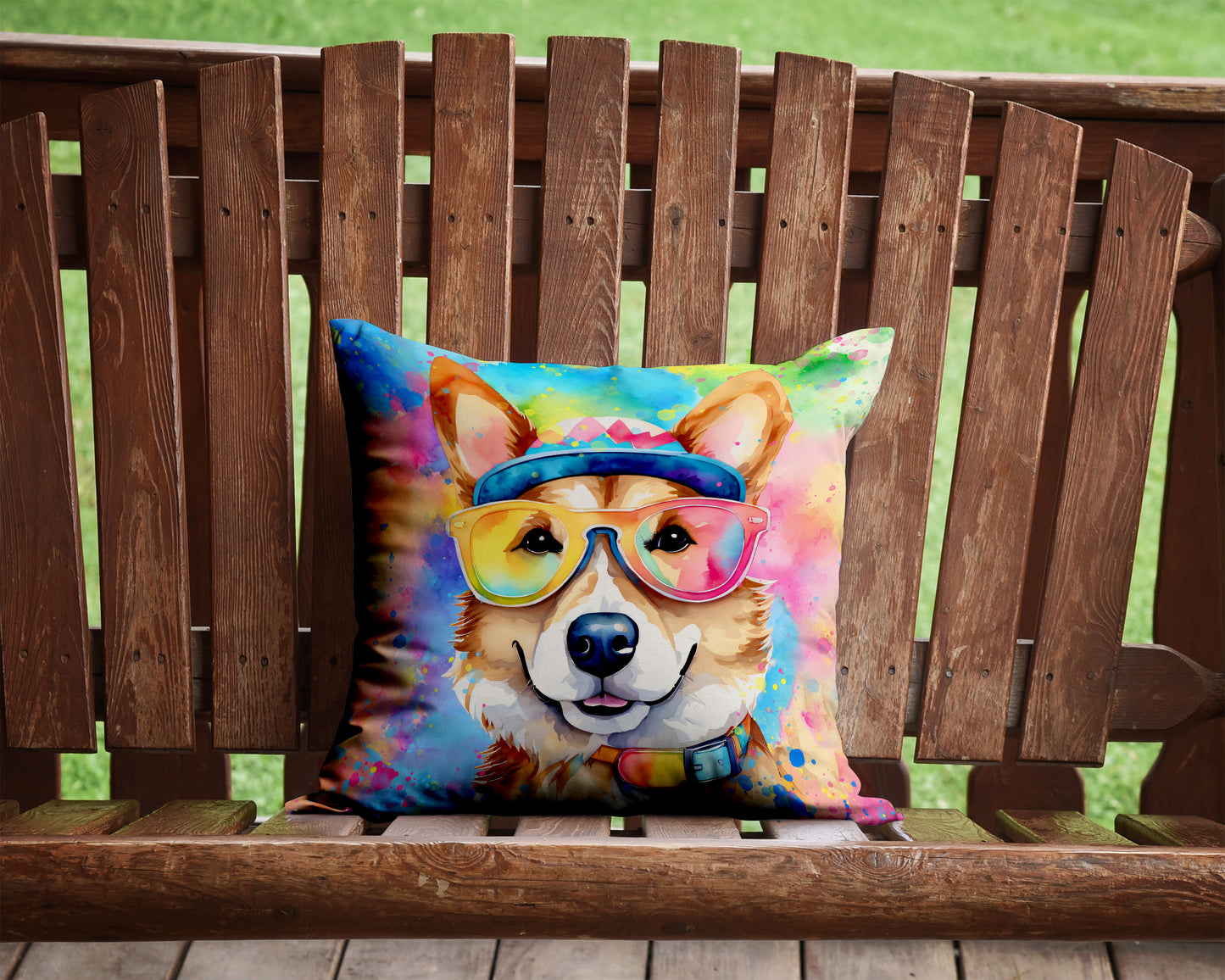 Corgi Hippie Dawg Throw Pillow